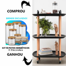 CARRINHO MULTIUSO 3 ANDARES CANTOS QUADRADOS BRANCO ou PRETO 🔥 Ultimo dia de promoção + KIT 10 POTES HERMÉTICOS🔥