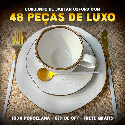 Conjunto Oxford® de Luxo com 48 Peças de Jantar em Porcelana